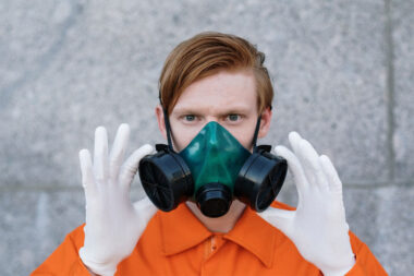 basics of respirators, person wearing respirator