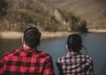 a romantic couple from behind